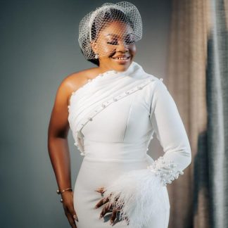 Luxury Pearl Embellished Civil Wedding Dress: Short White Gown