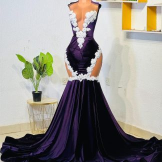 Purple Mermaid Prom Dress: African Evening Gown